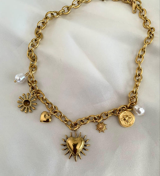 Golden Bloom Charm Necklace